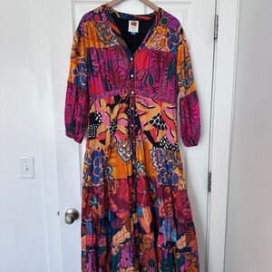 Farm Rio x Anthropologie Patchwork Tiered Midi Dress – Like New